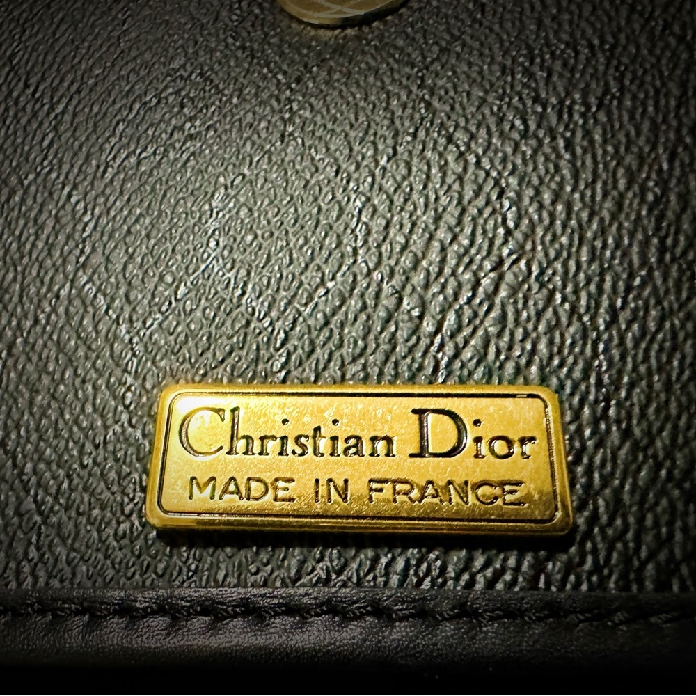 Authentic  vintage Dior Black Leather shoulder bag with Gold Accents make offer - Picture 7 of 17
